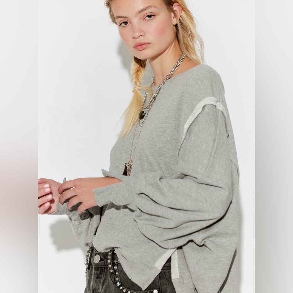 NWOT! Free People We The Free Camden Sweatshirt - Sand Heather Grey, Size Small